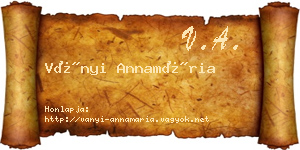 Ványi Annamária névjegykártya